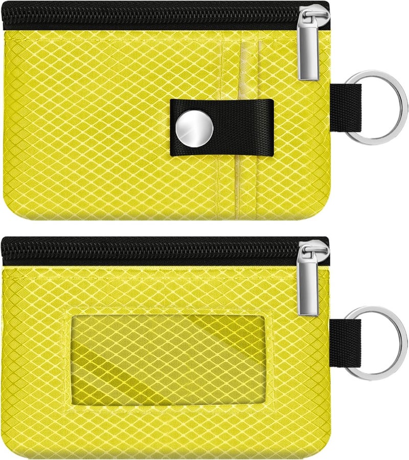 CCUMI Minimalist RFID Blocking Small Wallet with ID Window,WaterResistant Zip Id Case Wallet with Lanyard Keychain for Cards,Cash,Travel,Women,Men (Lemon Yellow) - Image 3